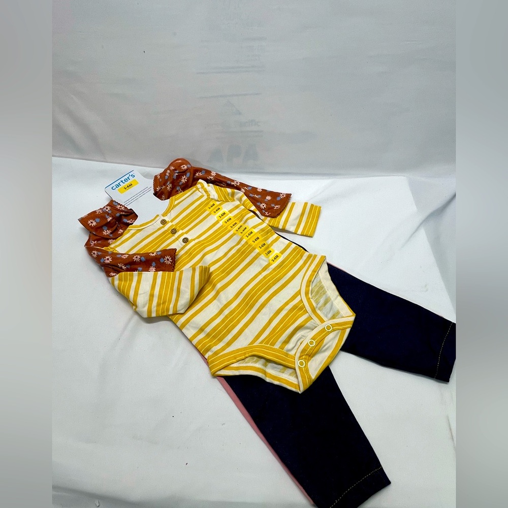 CARTER’S SET OF 2 OUTFITS GIRLS 3-6 MONTHS TOP/PANTS FLORAL‎ MULTICOLOR WINTER